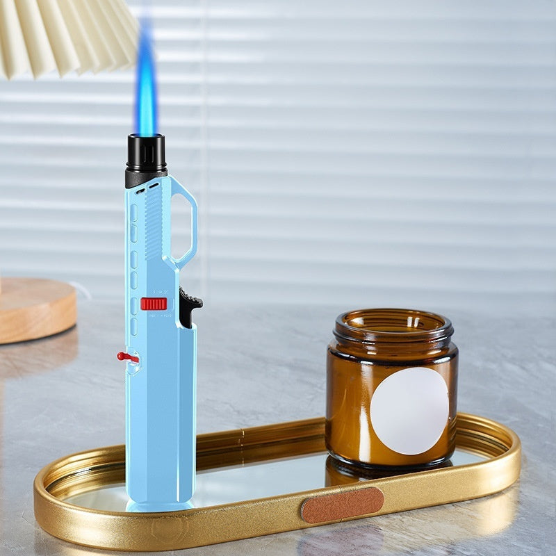 1300¡ã Outdoor Windproof Torch Lighter Blue Flame with Safety Lock & Non-Slip Grip - Refillable for Candles, BBQ, Fireplace & Camping | 2 Colors | Butane Not Included