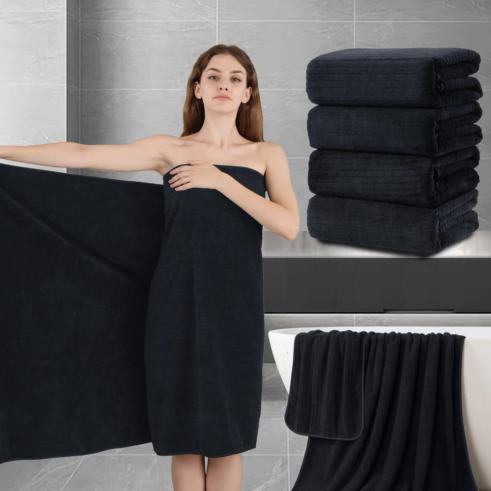 Extra Large Bath Sheet Set 4 Pack 35x70 Inch - Ultra Soft Fluffy Premium Microfiber Highly Absorbent Quick Dry Oversized Shower Towel | Grey Navy Blue Pink Black Multi | Bathroom Hotel Spa Gift