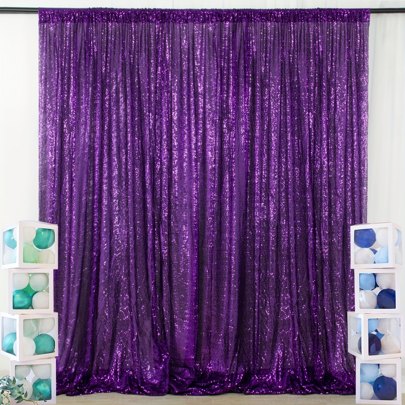 Sequin Backdrop Curtain for Party Wedding - 4x8ft Shimmering Glitter Curtain for Birthday Photo Booth Stage Decoration, Easy Hang, Multi-Color
