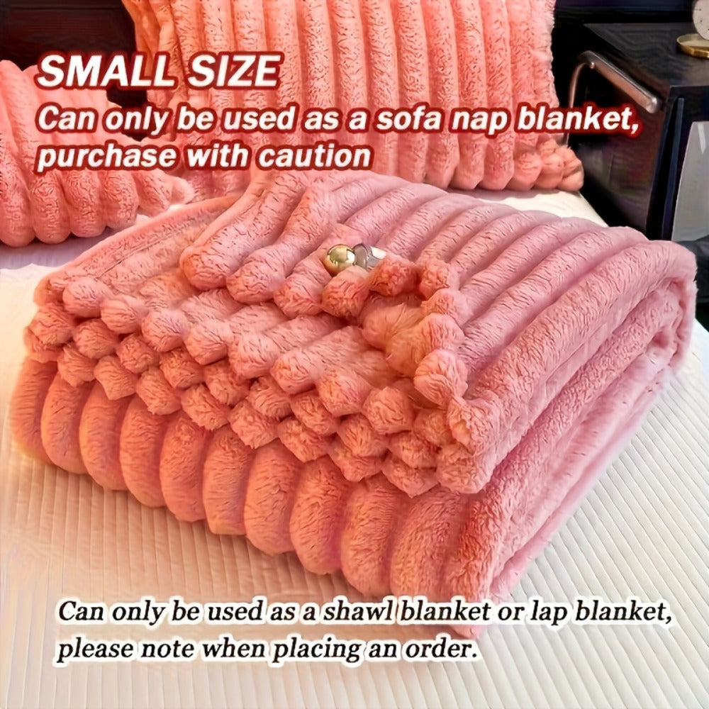 Reversible Faux Rabbit Hair Blanket ¨C Thickened Soft Thermal Throw for Bed, Nap, Office & Camping, All Season, 4 Colors, 5 Sizes