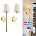 Rechargeable Wall Sconce 2-Pack RGB ¨C 15-Color Dimmable LED Wall Light with Remote Control, 5200mAh Battery, No Wiring for Bedroom, Living Room, Kitchen & Corridor (Gold / Black)