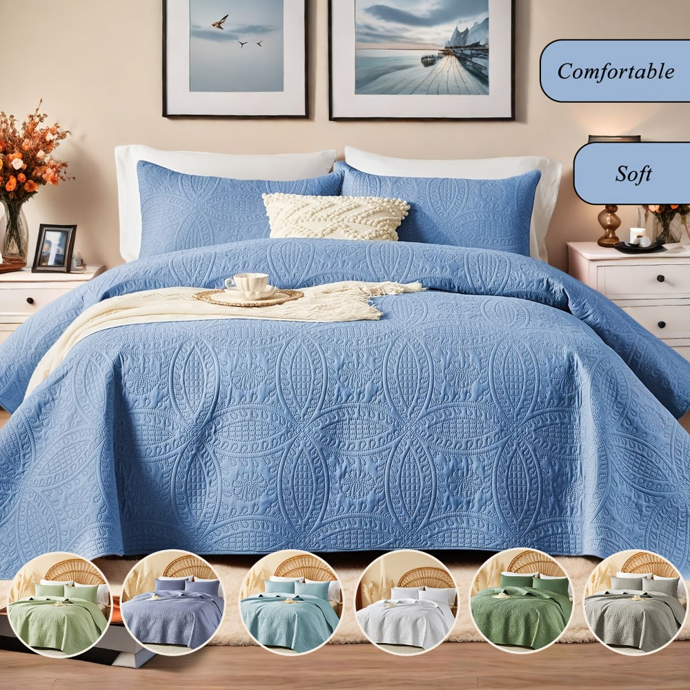 Quilt Set 2-3pcs ¨C Lightweight Microfiber Bedspread Coin Pattern Coverlet All Seasons Twin Full Queen King Cal King