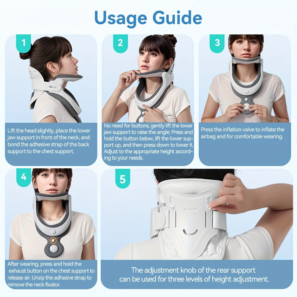 Cervical Neck Traction Device Inflatable Neck Brace with Airbag Support Ergonomic Spine Alignment Stretcher Collar Brace for Office Workers Adults KF-JB05