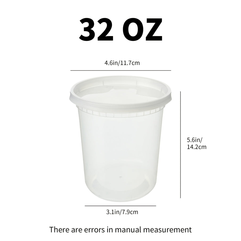 32oz Plastic Food Storage Containers with Lids 48 Sets Cups & Lids Meal Prep Containers Microwave Safe Portable