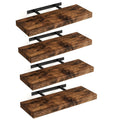 Floating Wall Shelves Set of 4, Retro Style Wall Mounted Shelves with Invisible Brackets for Bathroom Living Room Bedroom Kitchen, Brown Black White Gray Home Decor Display
