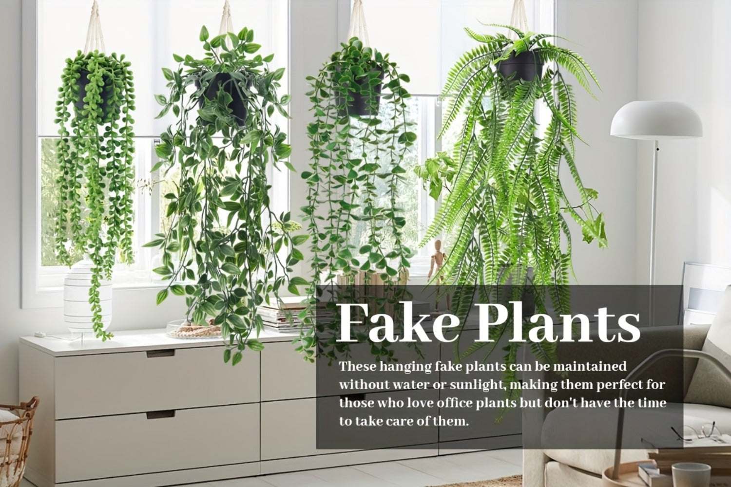 Artificial Hanging Plants 4 Pack ¨C Fake Trailing Vines for Indoor Outdoor Wall Shelf Room Decor, Realistic Faux Rose Greenery Hanging Basket Decoration