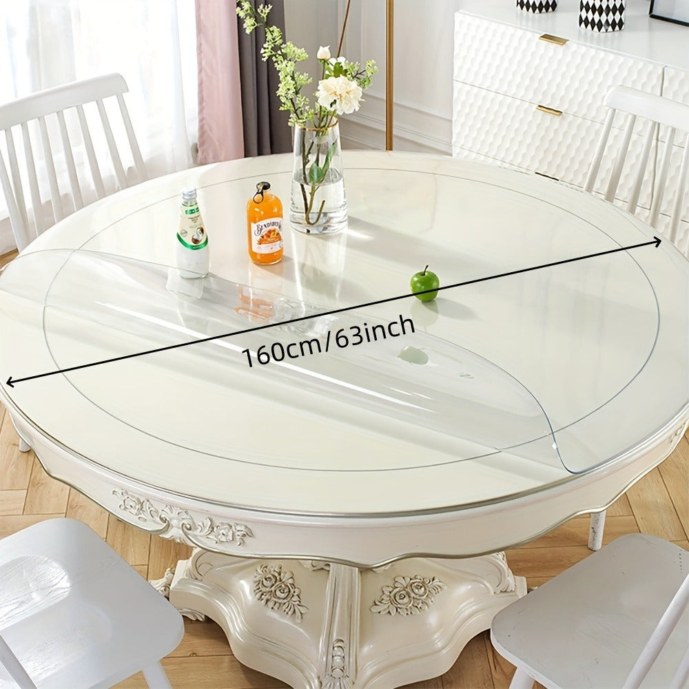 Round Clear PVC Table Cover Protector ¨C 1.5mm Thick Vinyl Tablecloth Pad, Waterproof, Heat-Resistant, Easy to Clean, for Dining & Coffee Tables