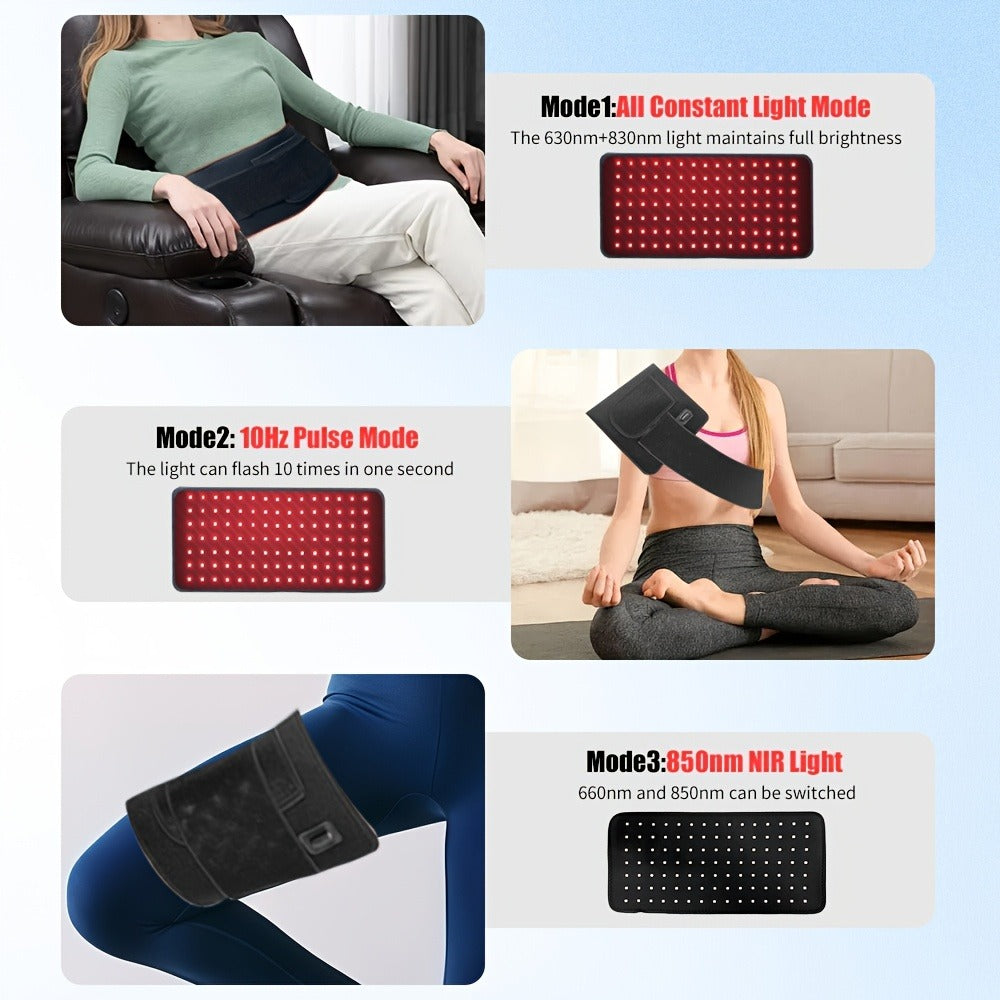 Red Light Therapy Pad Wearable Wrap with Timer ¨C Low Voltage Portable Infrared Light Device for Back, Waist, Shoulder & Knee Pain Relief, At-Home Body Recovery Wrap, Father's Day Gift, Black