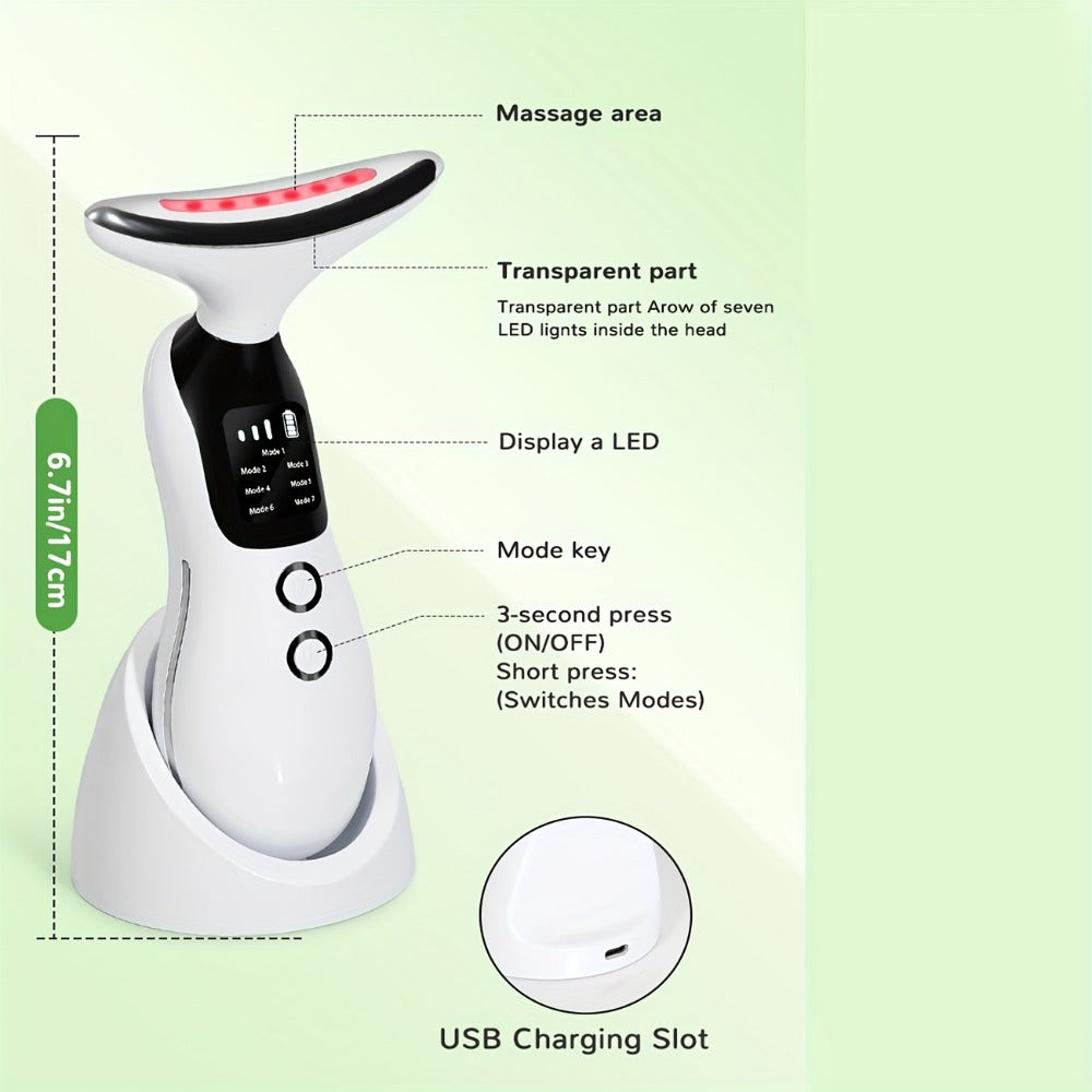 7-in-1 Neck Beauty Device with Base ¨C Multi-Functional Skincare Tool, USB Rechargeable, Anti-Aging Neck Firming & Lifting, Mother's Day Gift for Women