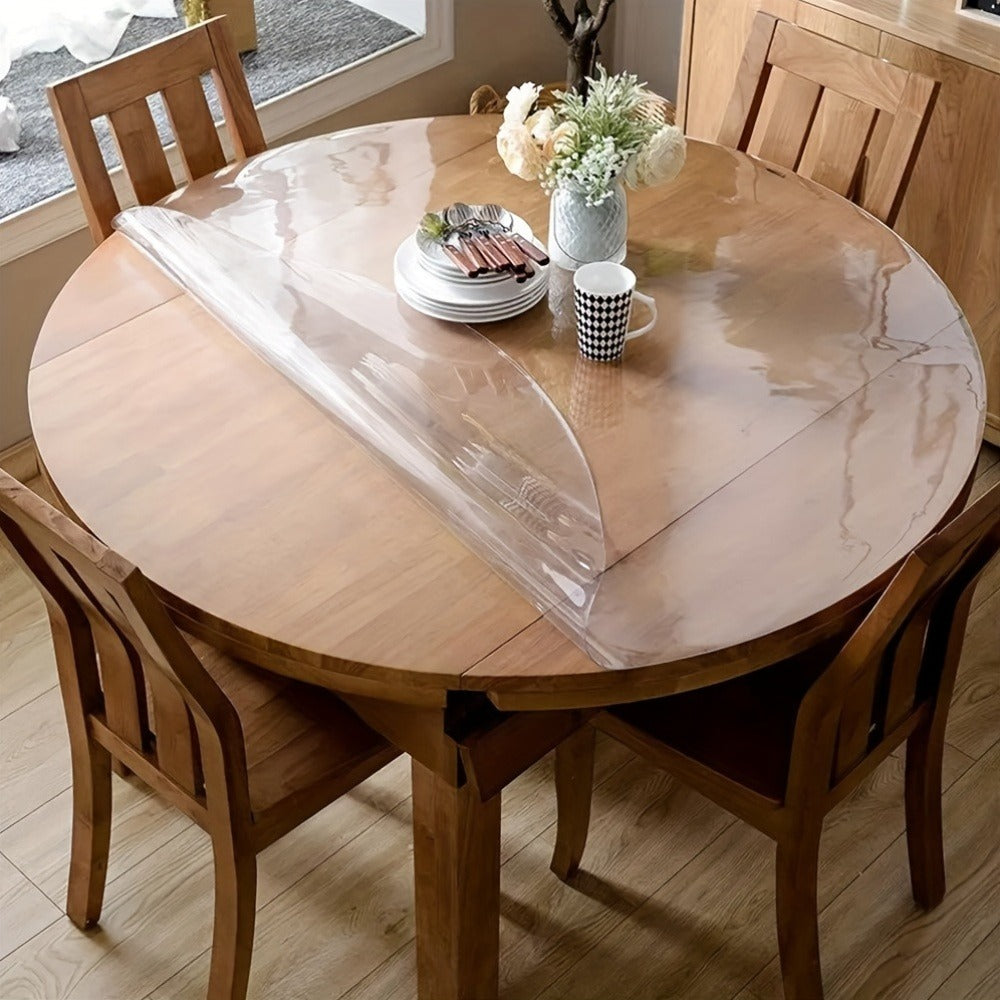 Round PVC Table Cover Clear Tablecloth 2MM Thick Scratch-Resistant Waterproof Table Protector for Dining Table Coffee Table Restaurant Outdoor