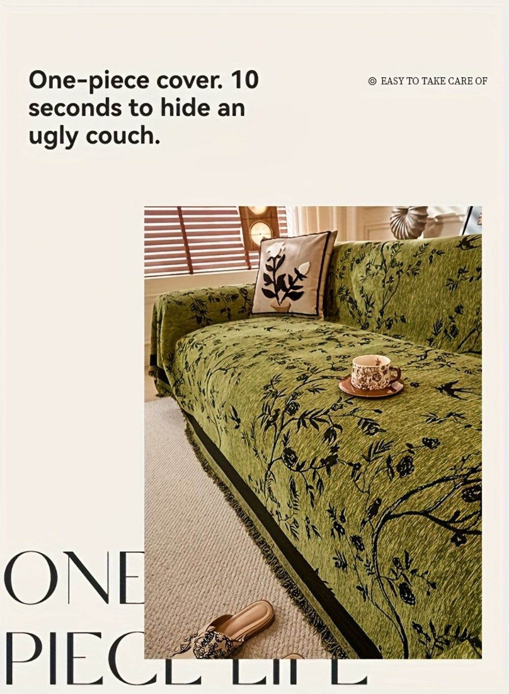 Sofa Cover Chenille Thickened Non-Slip Couch Slipcover Floral Pattern for Living Room Office Pet-Safe All-Season ¡ª 1 2 3 4 Seater Sizes