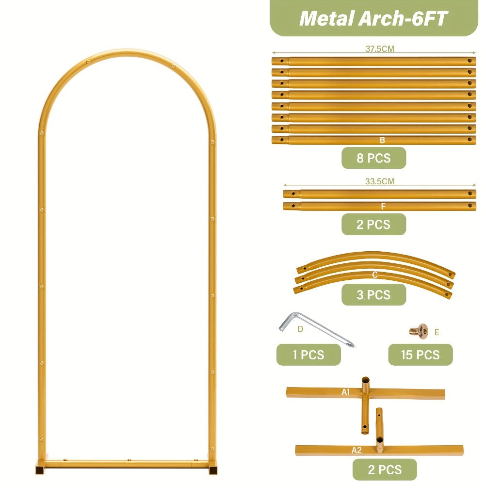 Metal Arch Backdrop Stand Set of 3 (7.2ft/6.6ft/6ft) + 7 Balloon Clips - Wedding Arch Frame for Birthday Party, Graduation, Ceremony, Thanksgiving & Halloween Decoration