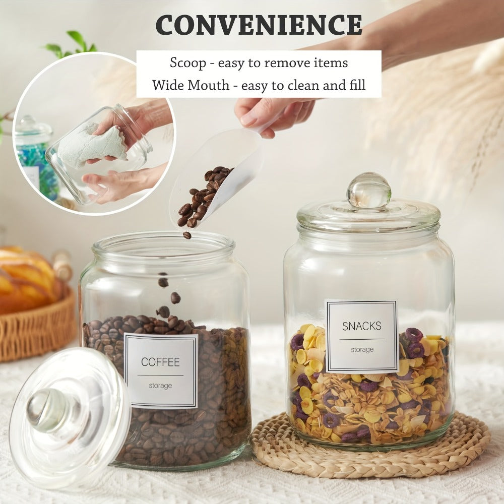 Half Gallon Glass Jars with Lids Airtight Set of 4 | Large Clear Storage Containers for Pantry, Kitchen & Laundry Room ¨C Wide Mouth Food Organization Jars with Bamboo Lid Option