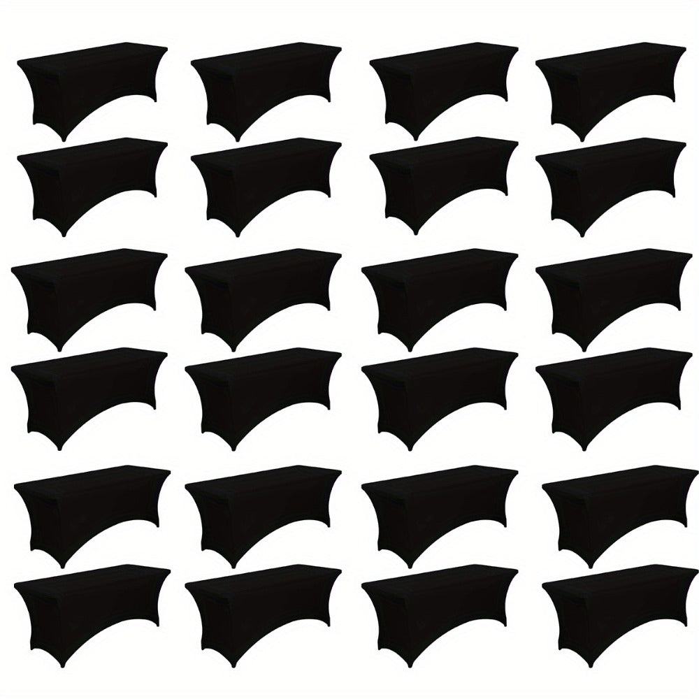 6 Foot Stretch Tablecloth 6/12/24 Pack - Rectangular Spandex Table Cover for Weddings, Trade Shows & Events