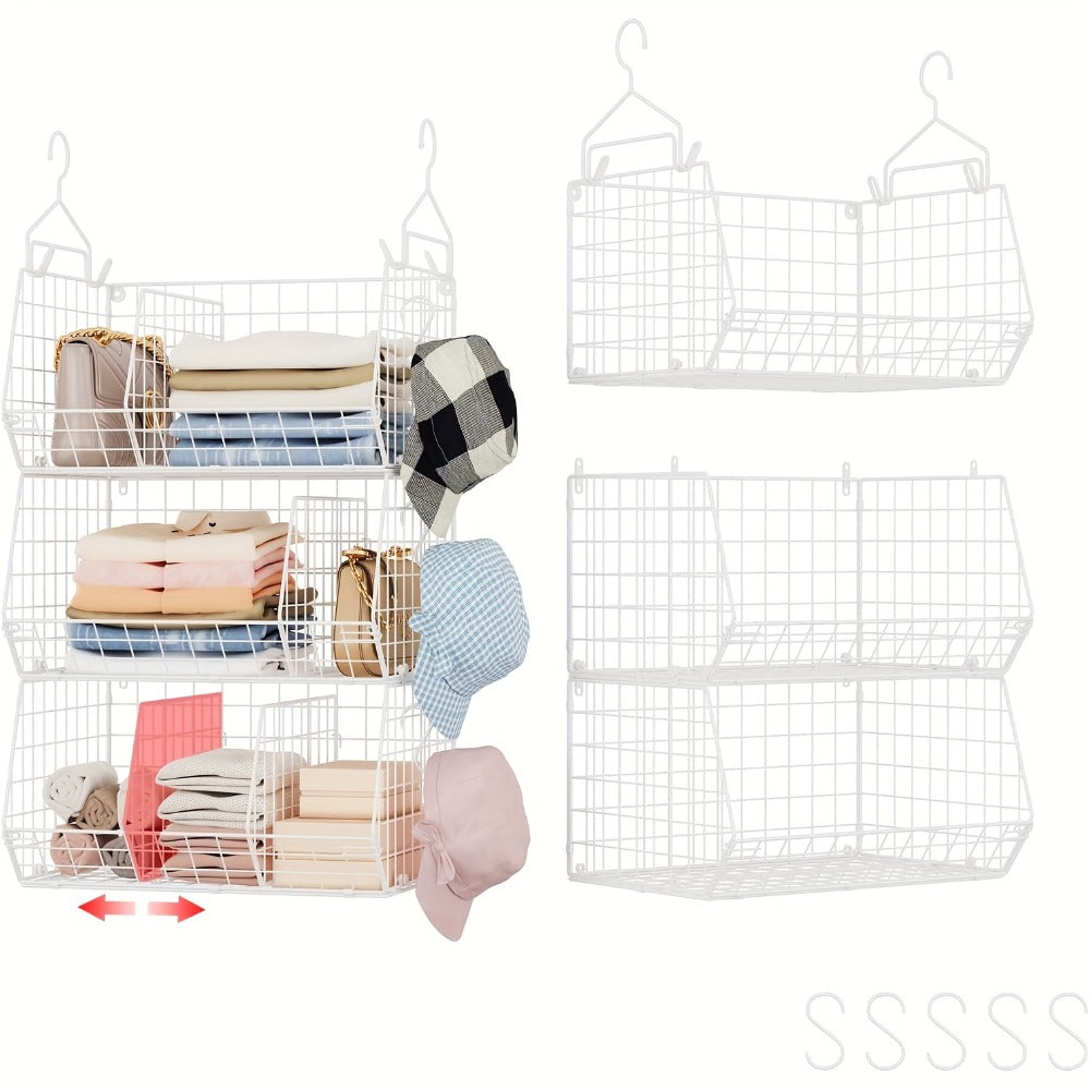 Hanging Laundry Basket Organizer 3pcs - Foldable Laundry Bag with 360¡ã Rotating Hook for Washing Machine & Drying Rack, Space Saving Metal Mesh Laundry Hamper for Bathroom, Laundry Room | Black & White