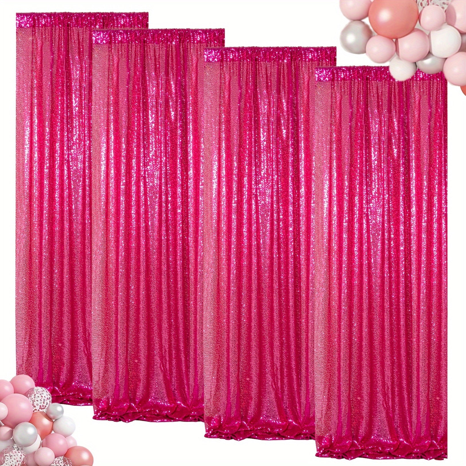 Sequin Backdrop Curtain for Party Wedding - 4x8ft Shimmering Glitter Curtain for Birthday Photo Booth Stage Decoration, Easy Hang, Multi-Color