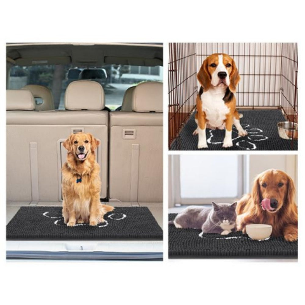 Chenille Doormat Absorbent Non-Slip Washable Indoor Outdoor Mat - Soft Shaggy Entryway Rug for Muddy Paws, Pets & Dogs | Machine Washable Front Door Mat in 18 Colors & 5 Sizes | Anti-Slip Rubber Backing