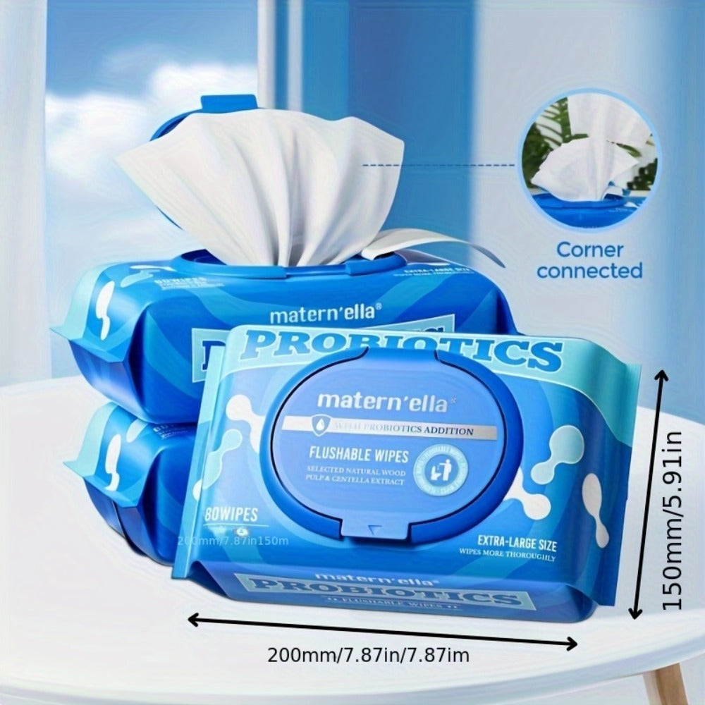 Flushable Wet Wipes with Probiotics ¨C Plant-Based Fibers, Fragrance Free, Sewer Safe, Soft & Thick Disposable Butt Wipes for Adults, Incontinence & Personal Care (1/3/5/6/8/9/15 Packs)