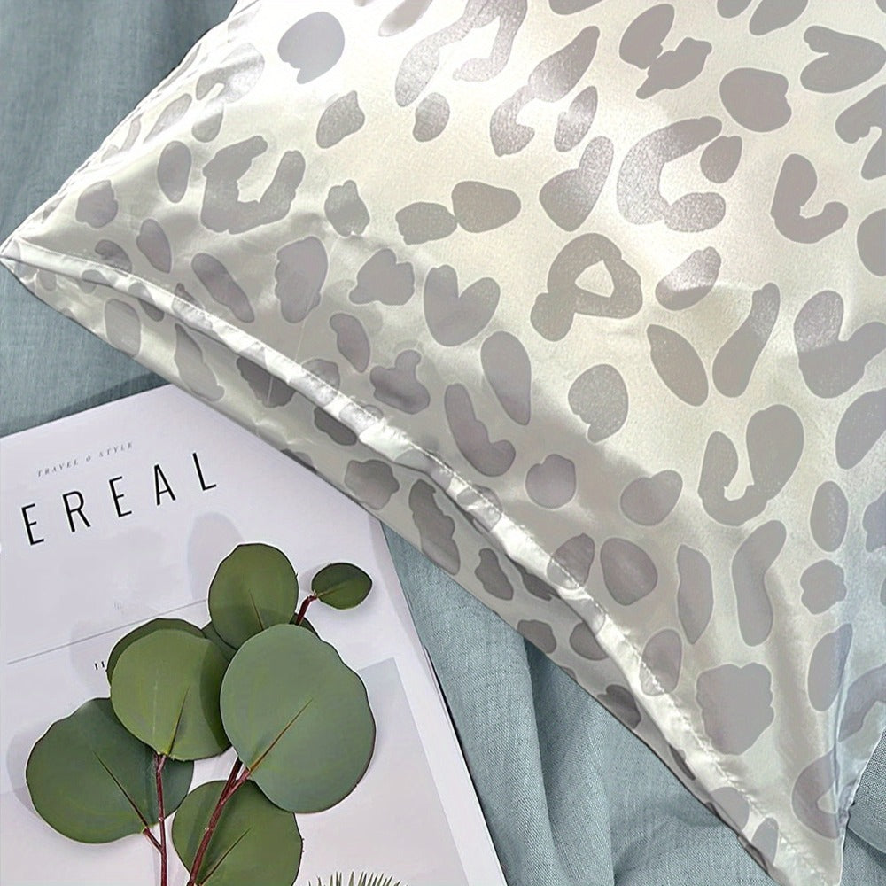 Leopard Print Pillow Covers Set of 4 with Sleep Mask and Headband Machine Washable Polyester Woven Fabric Travel Bedroom Decorative Pillowcase