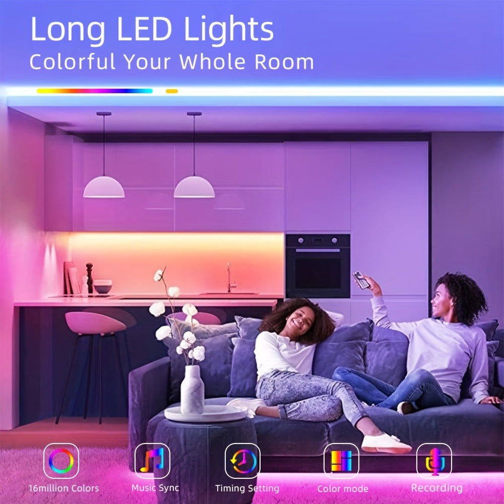Smart RGB LED Strip Lights 10M 32FT Remote Control Color Changing Atmosphere Lights for Bedroom Room Party Halloween Christmas Wedding Home Decor