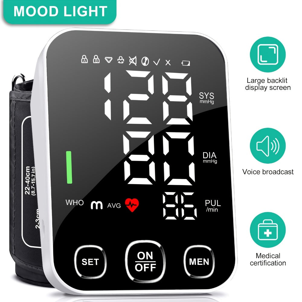 Blood Pressure Monitor Automatic Upper Arm ¨C Large Cuff, 4.5¡± Backlit Screen, 2¡Á99 Memory, Voice Broadcast, One-Touch BP Machine for Home Use
