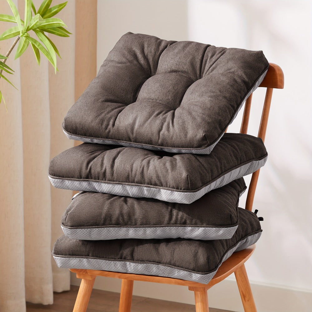 Memory Foam Chair Cushions Set of 4 ¨C Kitchen Chair Pads with Non-Slip Backing & Ties, 500GSM Thick Seat Cushions for Dining Chairs Indoor