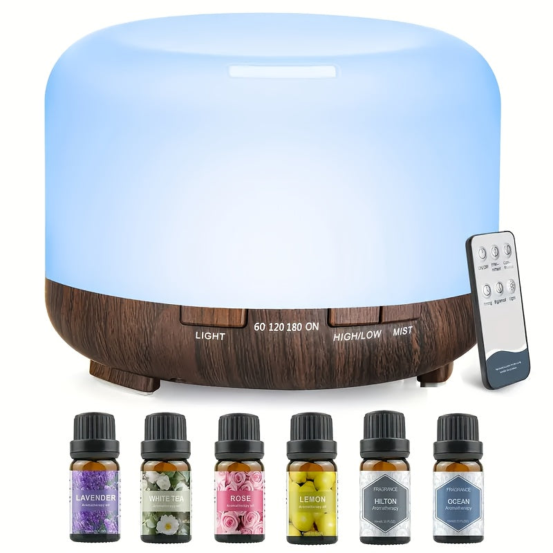 Essential Oil Diffuser Humidifier with 7 Color Night Light & Auto Shut-Off | USB Ultrasonic Aromatherapy Diffuser for Home, Office, Yoga & Spa | 300ML 500ML 16.91oz