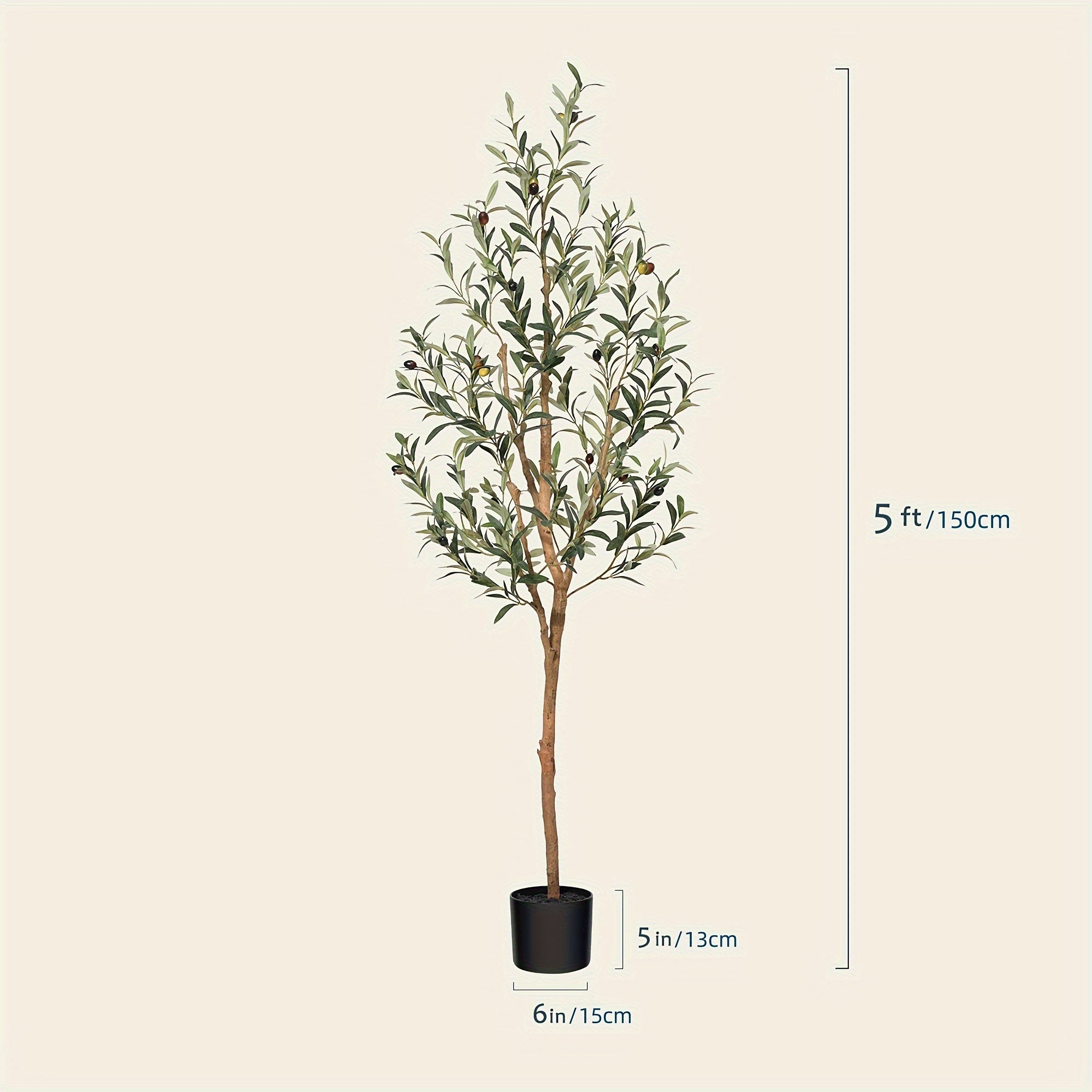 Artificial Olive Tree Potted Faux Plant Real Wood Trunk Lifelike Fruits Indoor Outdoor Home Office Decor Fake Silk Tree Multiple Sizes Available 4ft 5ft 6ft 7ft