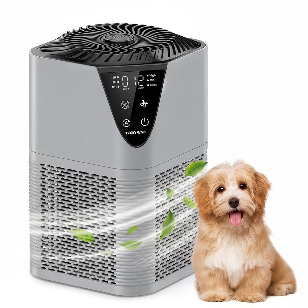 Air Purifier for Bedroom & Home ¨C Covers 1250 Sq Ft, 3-in-1 True HEPA Filter, Removes Allergies, Pet Hair, Dust, Smoke & Odors, Air Quality Monitor, Aromatherapy, Better Sleep for Office & Living Room