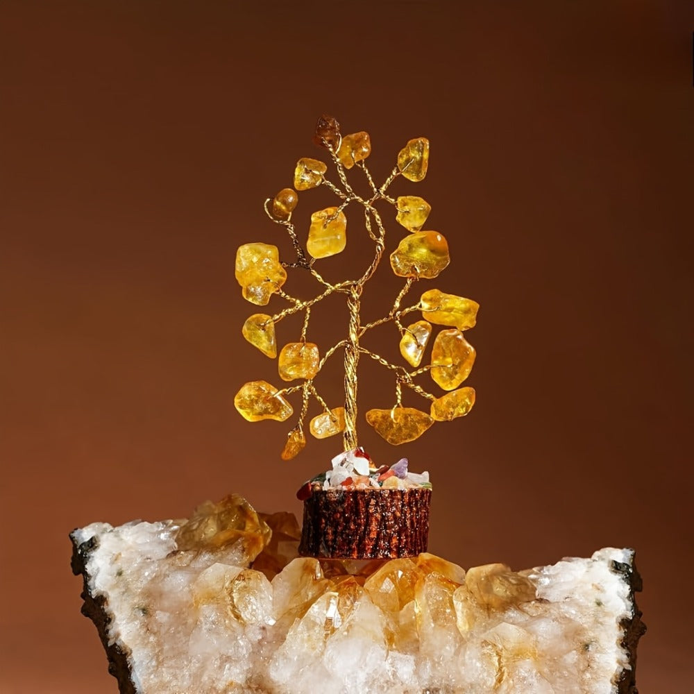 Crystal Tree Set 12-Piece 7 Chakra Handmade Stone Tree Home Decor Gift