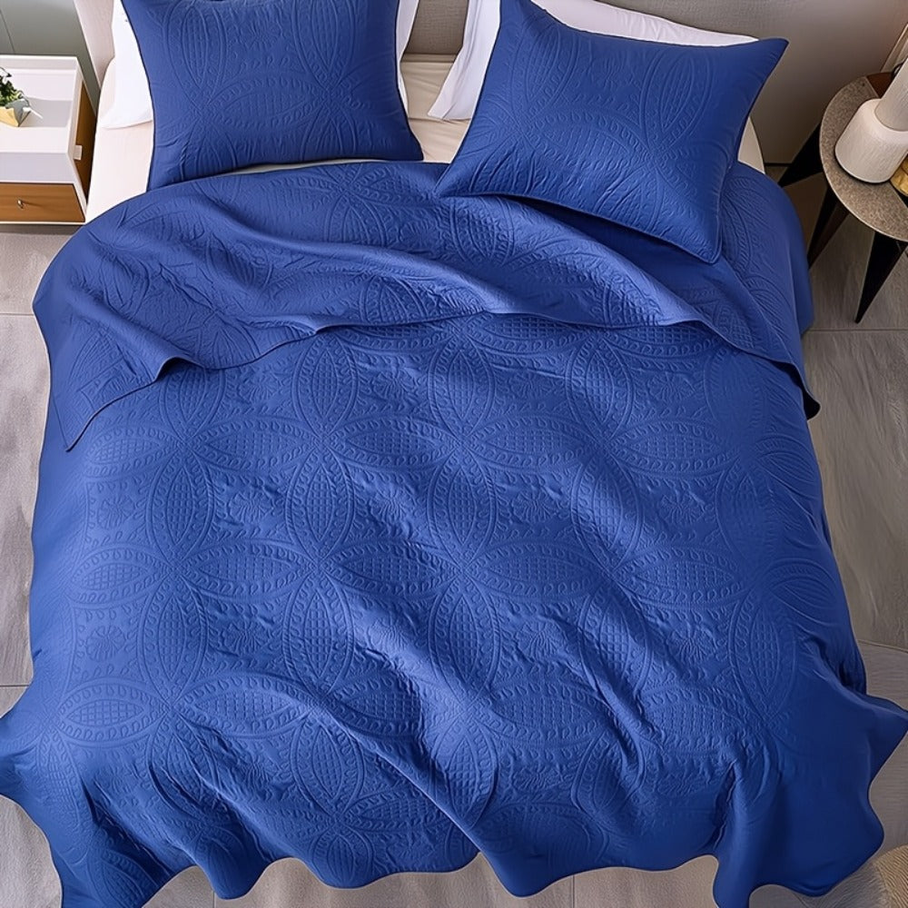 Quilt Set Bedspread with Pillowcases - Lightweight Microfiber Coverlet Twin Full Queen King, Soft Breathable Coin Pattern Comforter Set for Bedroom Dorm School