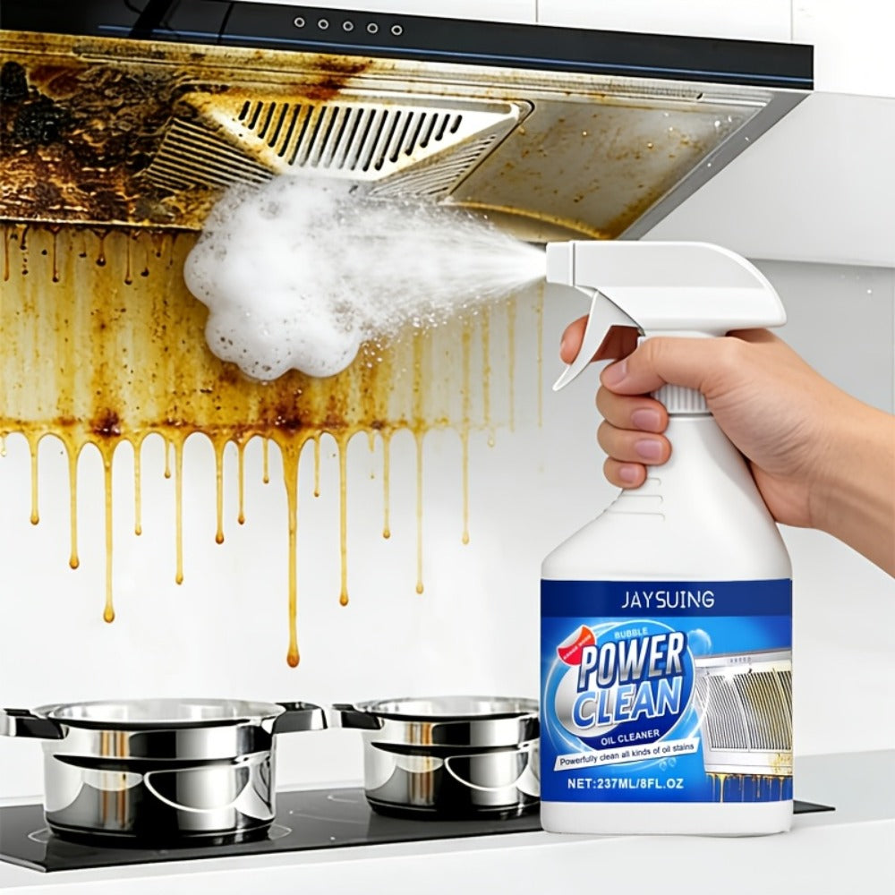 Kitchen Degreaser Spray Bubble Cleaner 237ml, Heavy Duty Grease Remover with Lemon Scent and Baking Soda Formula for Oven Stove Sink Countertop Range Hood Dishwasher Oil Stain Removal