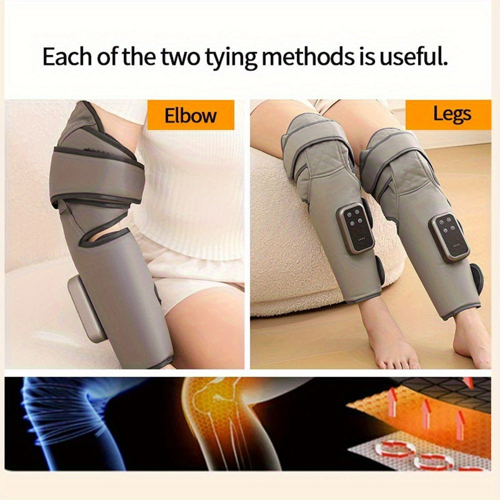 Knee Massager with Heat ¨C Electric Air Compression Knee Wrap, 3 Heating Levels & 3 Massage Modes, USB Rechargeable Cordless Knee Brace Massager for Arthritis, Joint Pain Relief & Muscle Recovery