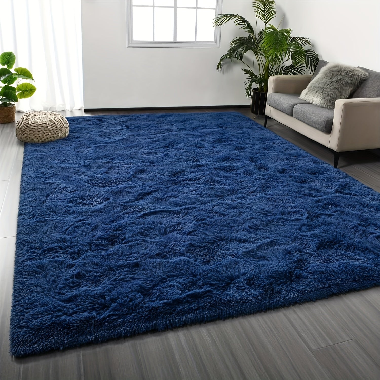 Shaggy Plush Area Rug - Soft Fluffy Carpet for Living Room, Bedroom & Sofa | Non-Slip Machine Washable Tie-Dye & Solid Color Long Pile Rug | Luxury Home Decor Floor Mat in Multiple Sizes & Colors