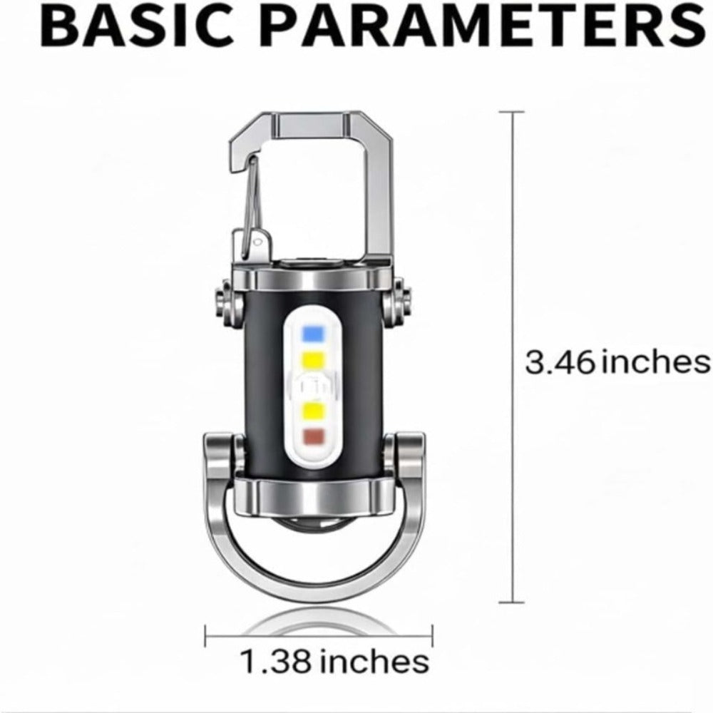 Mini Keychain Flashlight 4 Pack USB Rechargeable, 1200 Lumens 7 Modes Compact EDC Pocket Flashlight with Phone Charging Function, Clip-On Portable Torch for Hiking Camping Emergency Outdoor Survival