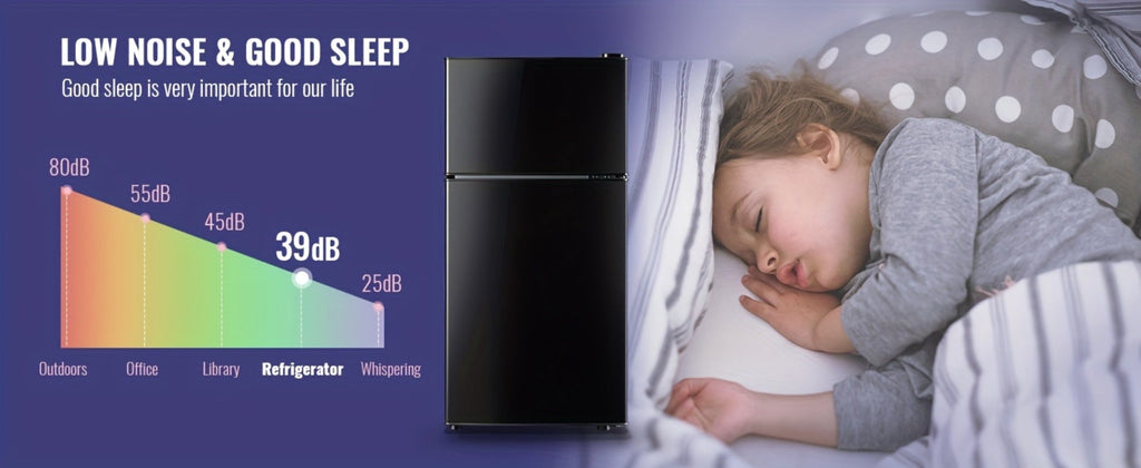 Mini Refrigerator with Freezer, 2.4 Cu Ft Double Door Small Fridge with Removable Shelves & Adjustable Feet ¨C Compact Personal Fridge for Bedroom, Dorm, Apartment, Home Office and Kitchen