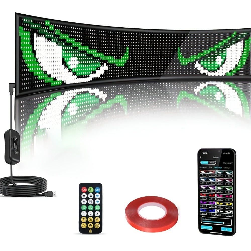 LED Scrolling Display Board with Bluetooth App Control, USB Powered Programmable RGB Matrix Panel for Text, Patterns & Animations, Indoor Sign for Shop, Bar, Hotel, Gas Station, Restaurant, Movie Screen