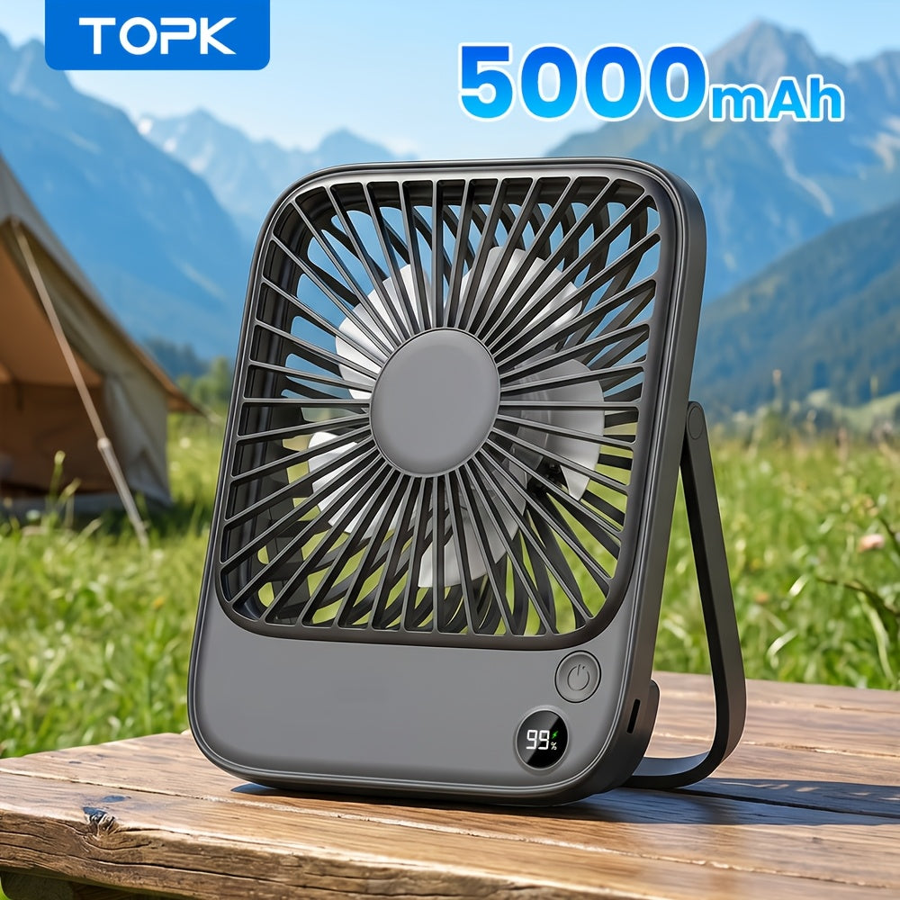 USB Desk Fan Battery Operated | 2000mAh & 5000mAh Rechargeable Mini Personal Fan, 4-Speed Adjustable, 180¡ã Tilt & Foldable, Ultra-Quiet Strong Airflow for Office, Bedroom & Desktop Use ¨C Black, Pink, White