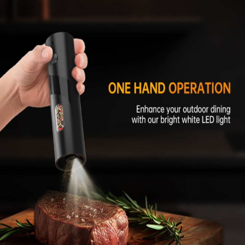 Electric Salt and Pepper Grinder Set with LED Light & Gravity Sensor ¨C USB Rechargeable, Top-Fill, Large Capacity Automatic Spice Mill ¨C 1 or 2 Pack Kitchen Gift Set