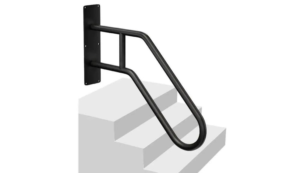 Stair Handrail Outdoor Anti-Slip Wall Mounted for 1-3 Steps ¨C U-Shaped Carbon Steel Grab Bar, 600 lb Capacity, Rust-Resistant, for Porch, Garden, Bathroom ¨C Safe for Elderly, Kids, Disabled & Pregnant