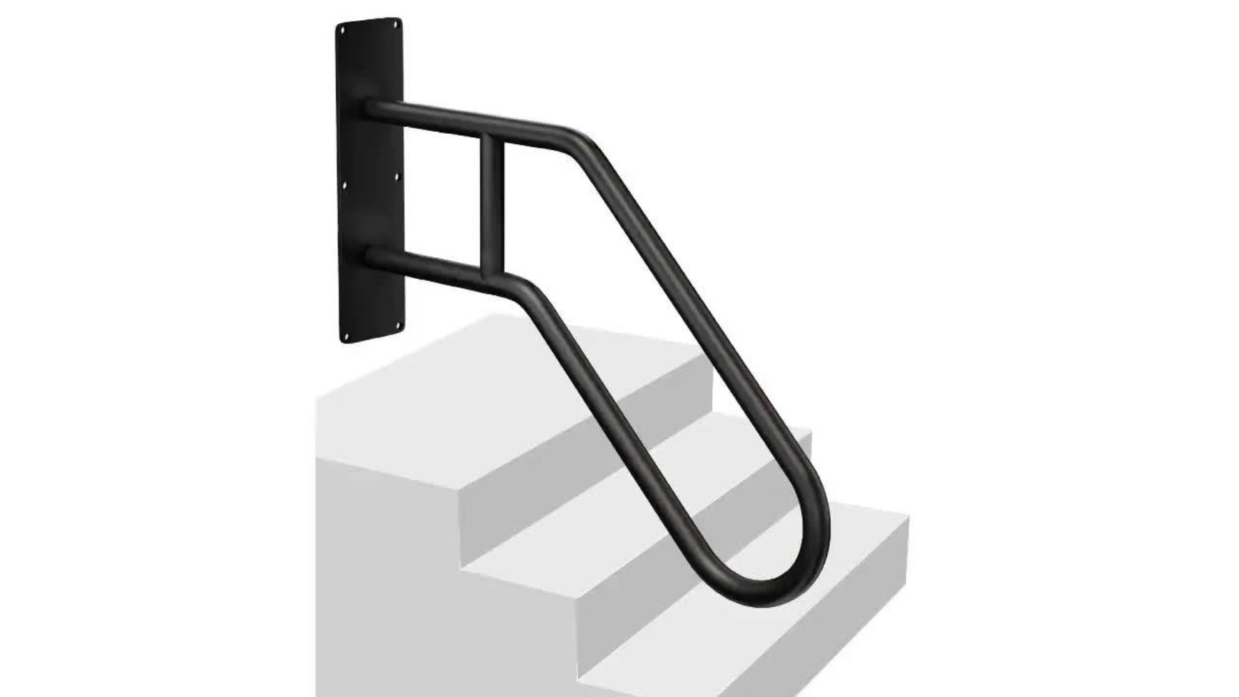 Stair Handrail Outdoor Anti-Slip Wall Mounted for 1-3 Steps ¨C U-Shaped Carbon Steel Grab Bar, 600 lb Capacity, Rust-Resistant, for Porch, Garden, Bathroom ¨C Safe for Elderly, Kids, Disabled & Pregnant