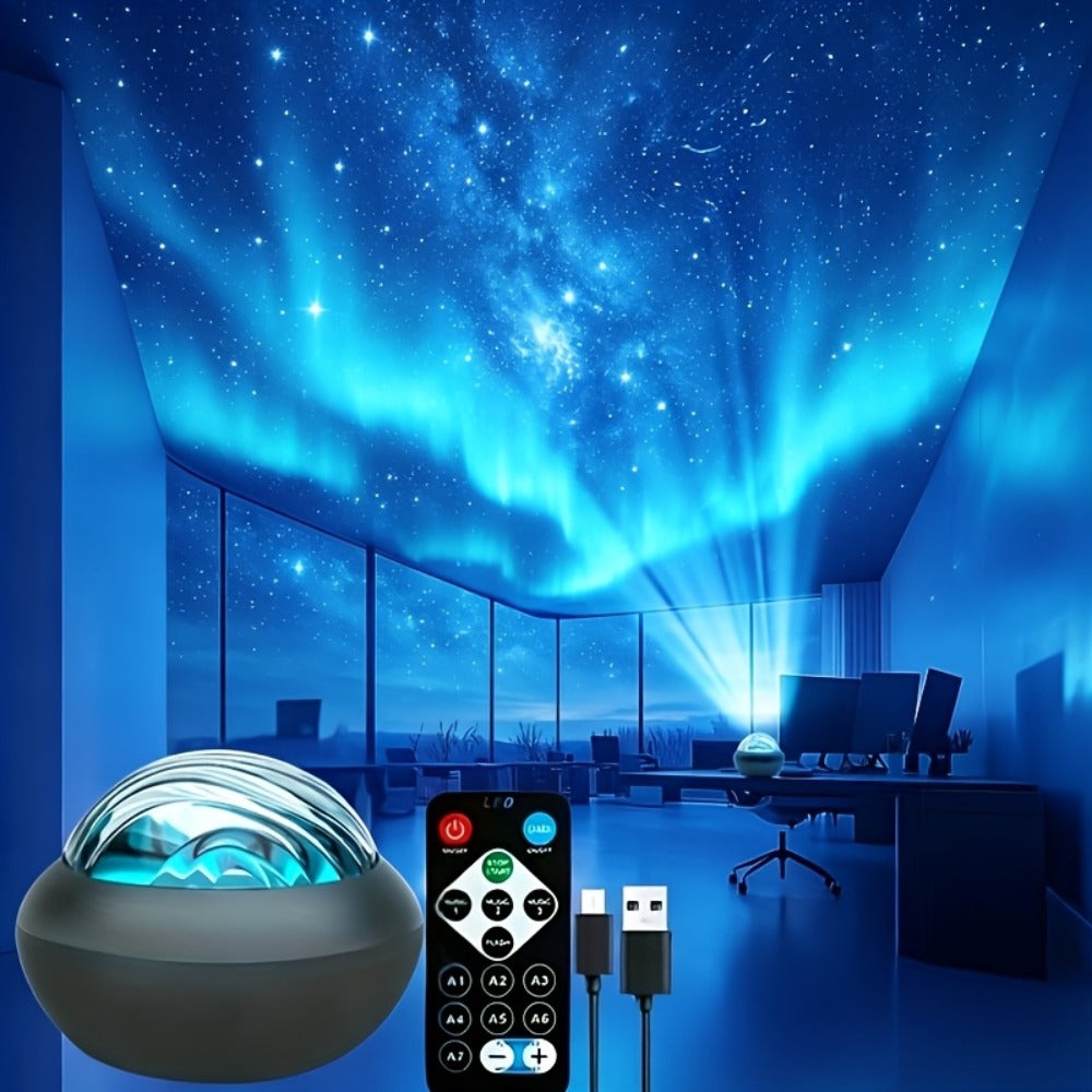 LED Star Projector Night Light USB Powered, 7-Star Galaxy Starry Sky & Water Ripple Effect Lamp for Bedroom Camping Wedding Home Decor, Holiday Gift