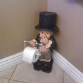 Paper Towel Holder Funny Toilet Butler Statue - Novelty Resin Bathroom Decor Figurine, Freestanding & Wall Hanging, Painted Finish, Unique Housewarming Christmas Halloween Gift for Bathroom