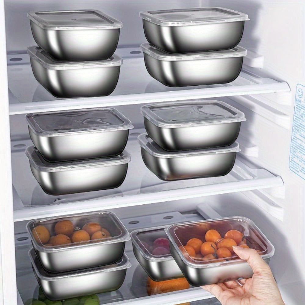 Stainless Steel Food Storage Containers with Lids Set - Meal Prep Lunch Box, Refrigerator & Kitchen Organizer, Outdoor Picnic Bento Box
