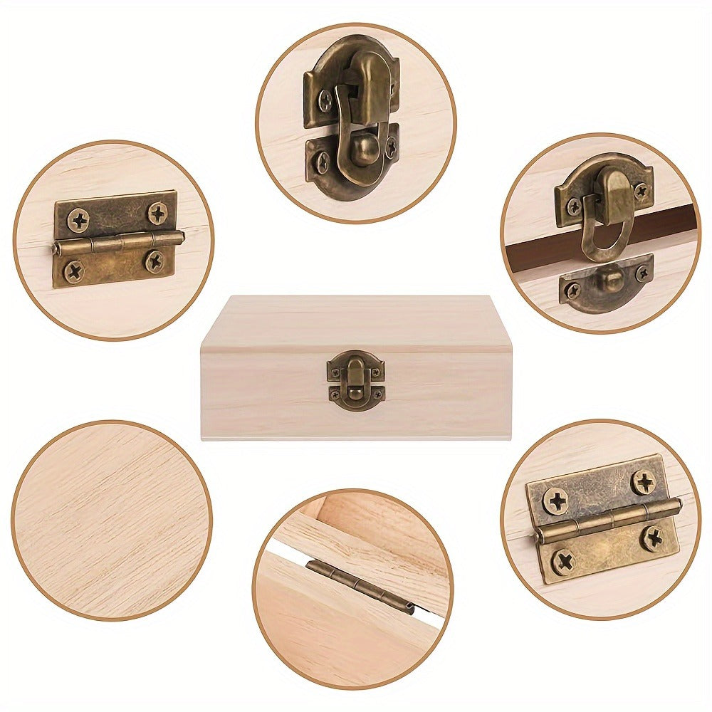Jewelry Box with Lid & Lock Clasp Set of 3 ¨C Vintage Wooden Storage Boxes for Jewelry, Daily Essentials & Gift Packaging, Versatile Home Organizer in 3 Colors