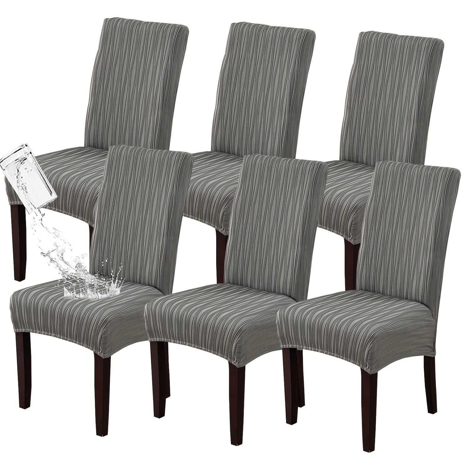 Dining Chair Covers Stretch Slipcovers Set of 4 or 6, Stain Resistant Removable Washable Chair Protector for Home Kitchen Restaurant Wedding, Spandex Jacquard Fabric, 7 Colors Available