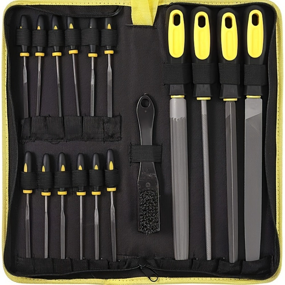 Rasp File Set Premium T12 Forged Alloy Steel - 14/16/17pcs Wood Rasp Set with Flat, Triangular, Semi-Circular & Round Rasps, for Woodworking, Metalworking & DIY, Includes Storage Bag