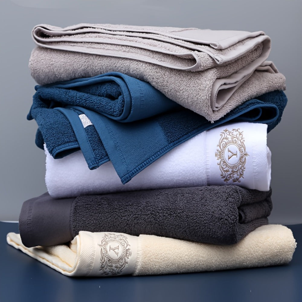 Embroidered Cotton Towel Set 3-Piece ¨C 400g/©O Soft Absorbent Lint-Free Bath Towel Hand Towel Set for Home Spa Salon