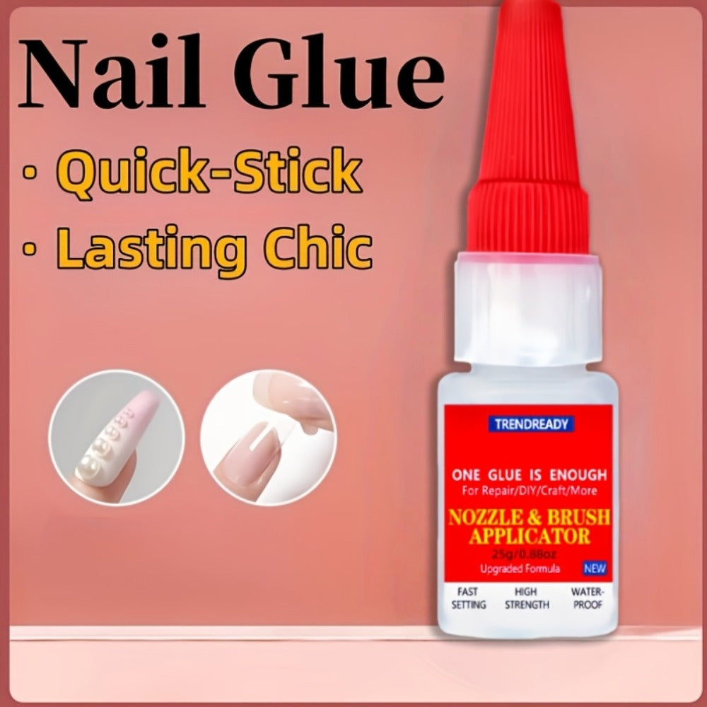 Nail Glue Salon Grade Super Glue 2-Pack ¨C Heavy Duty Clear Adhesive for Artificial Nails, Multi-Surface Repairs, Waterproof with Dropper & Brush, Non-Yellowing