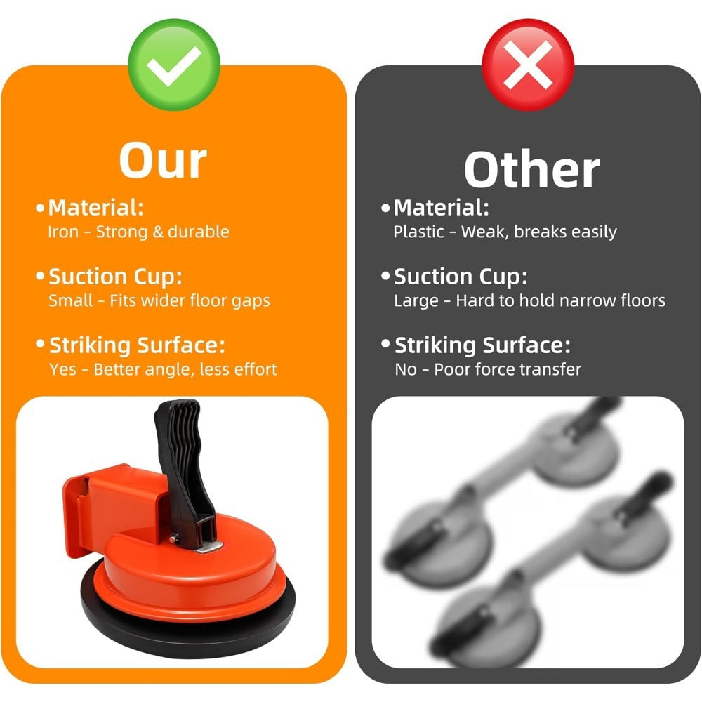 Floor Gap Repair Tool Reinforced Iron Suction Cup Pull System for Laminate Vinyl Composite Engineered Wood PVC Flooring Professional DIY Installation No Hammer Required Flooring Gap Fixer Closer